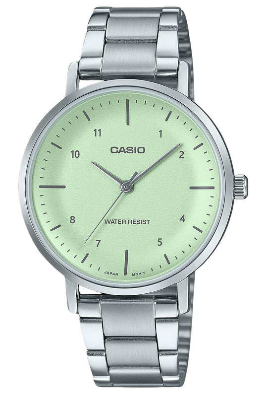 Casio Standard Analog Stainless Steel Mint Green Dial Quartz LTP-VT03D-3B Women's Watch
