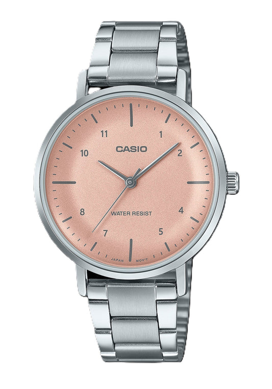 Casio Standard Analog Stainless Steel Salmon Dial Quartz LTP-VT03D-4B Women's Watch