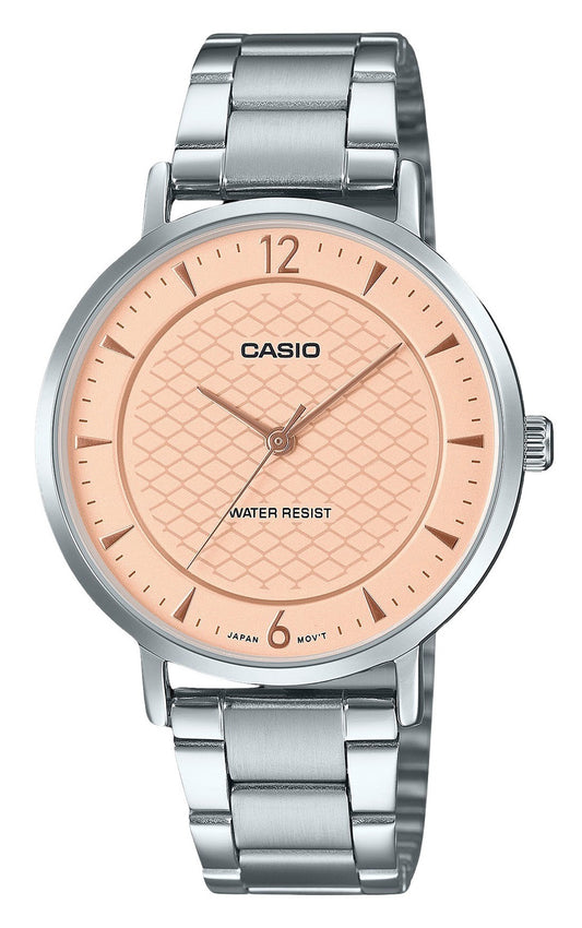 Casio Standard Analog Stainless Steel Salmon Dial Quartz LTP-VT04D-4A Women's Watch
